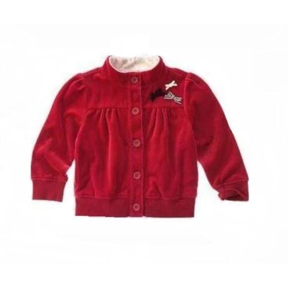 Gymboree Other - Gymboree red black plaid bow velour yoga tracksuit jacket button fur collar 5 6